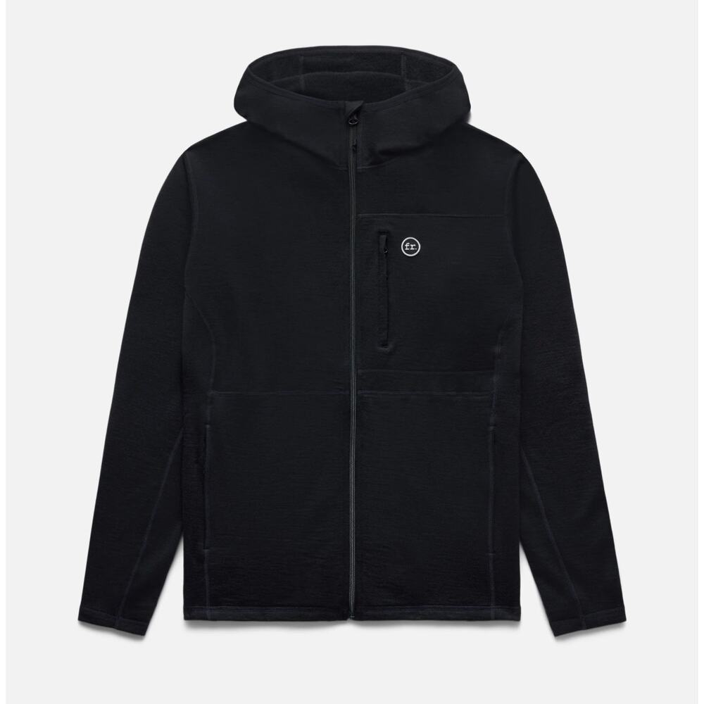 Foreign Rider Co. Black Full zip MERINO HOODED JACKET Sz 1 US S